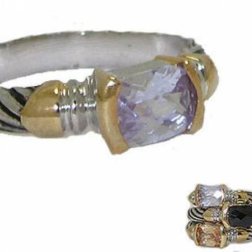 Antique Cable Ring Stack Stone Lavender 18kt Nwt - image 1